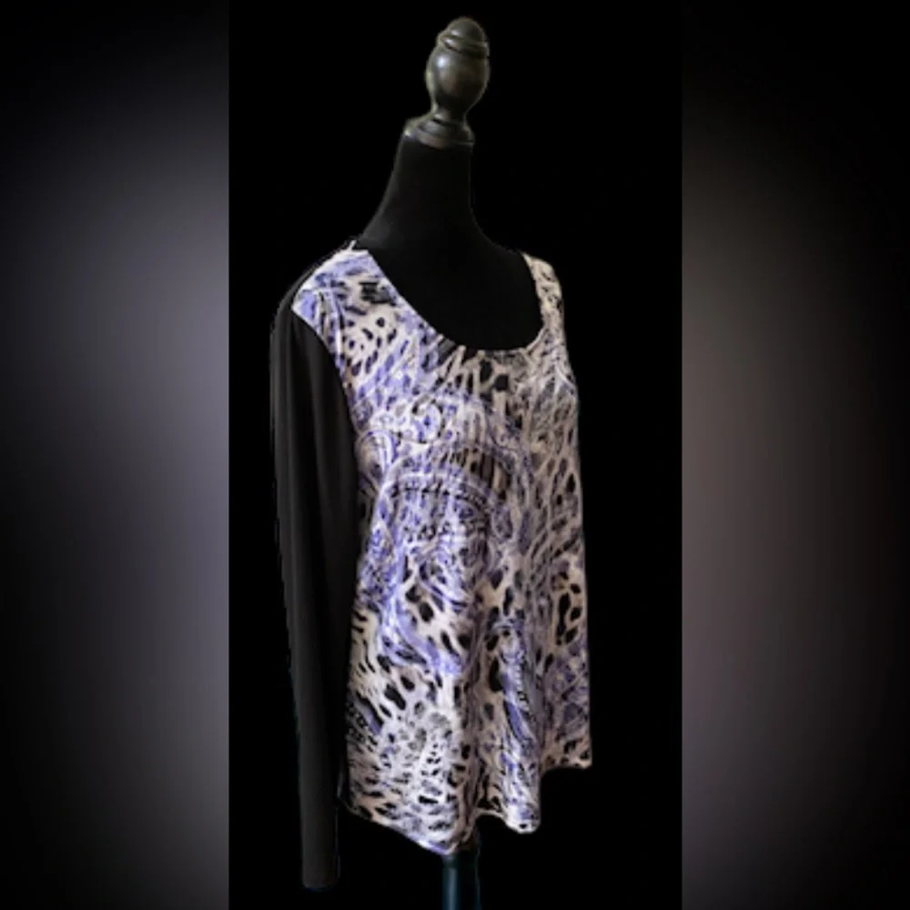 Chico’s: Black, White & Blue Paisley Pattern Blouse